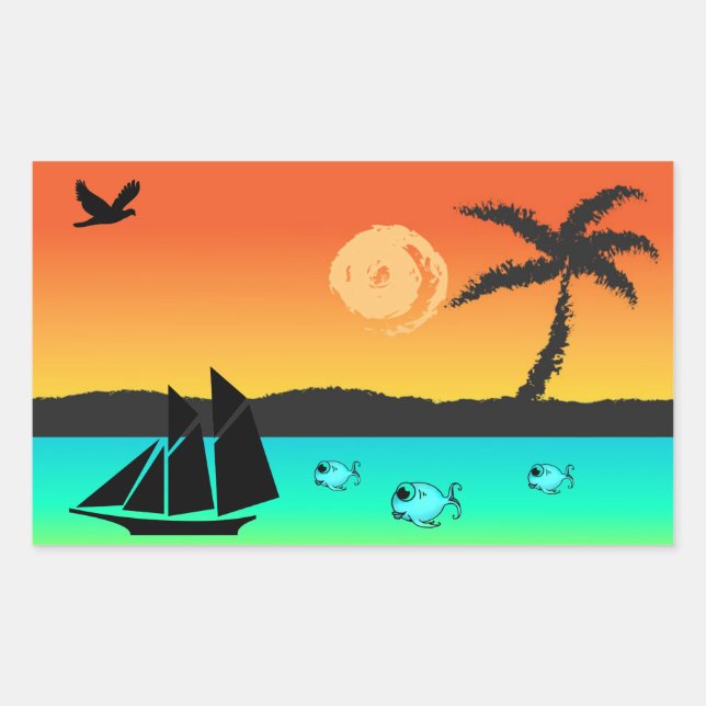 Island Sunset Sticker (Front)