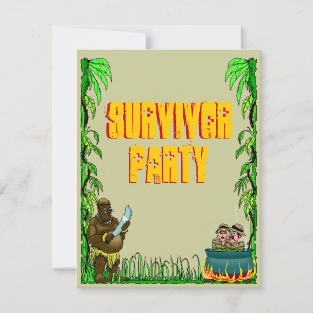 Island Survivor Fun Themed Party Invitations (Front)
