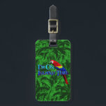 Island Time Parrot Luggage Tag<br><div class="desc">Island time is a reference to how life is on islands,  people are more apt to slow down and enjoy life. Rather than the normal rat race we live in on the main land. With a colourful painted macaw parrot and a rain forest background of palm trees.</div>