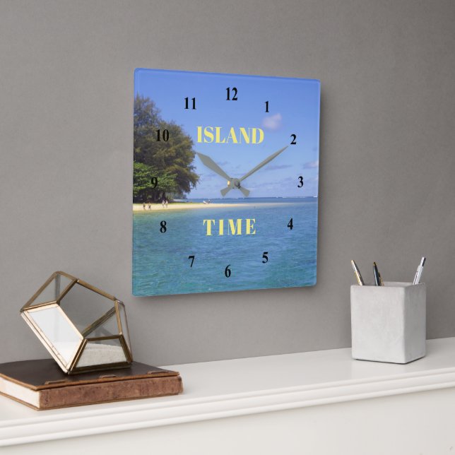 ISLAND TIME/ SEA AND SAND Acrylic Wall Clock (Office)