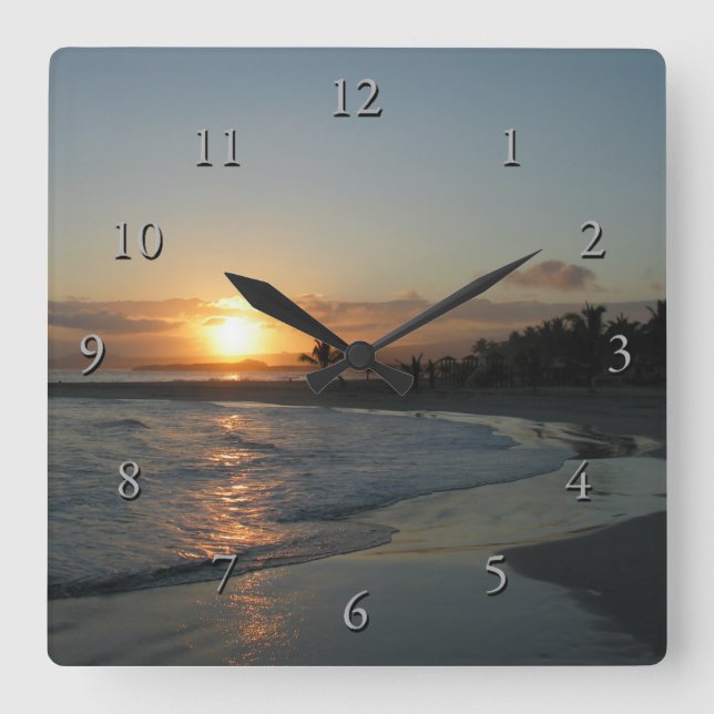 Island Time! Square Wall Clock (Front)