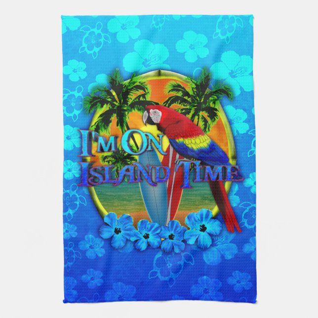 Island Time Sunset Kitchen Towel (Vertical)