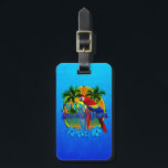 Island Time Sunset Luggage Tag<br><div class="desc">I'm On Island Time artwork and designs. Island time is a reference to how life is on islands, people are more apt to slow down and enjoy life. Rather than the normal rat race we live in on the main land. Beautiful beach sunset behind surfboards and palm trees, framed with...</div>