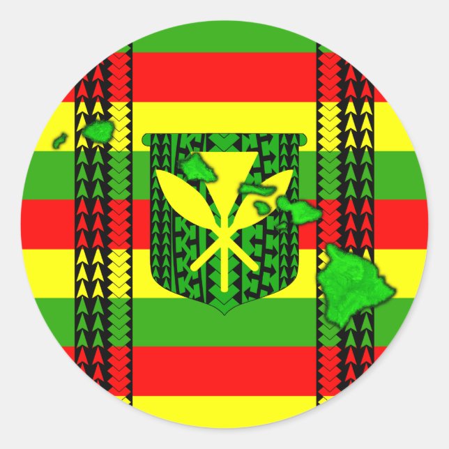 Island Tribal Kanaka Maoli Flag Classic Round Sticker (Front)