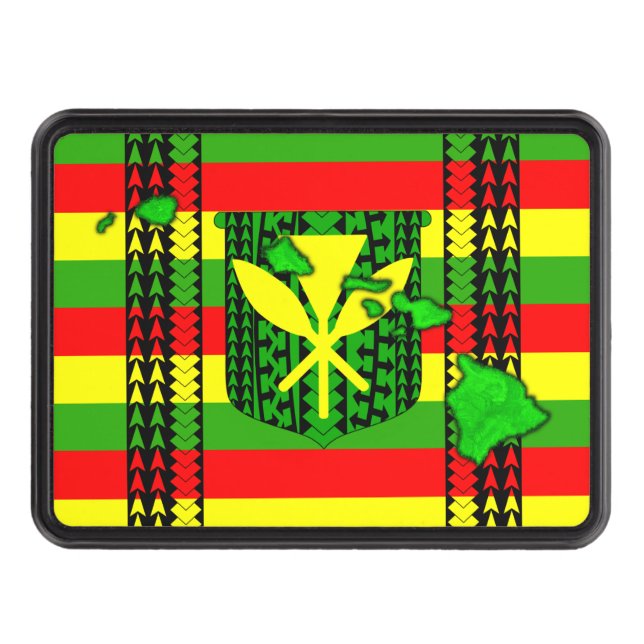 Island Tribal Kanaka Maoli Flag Trailer Hitch Cover (Front)