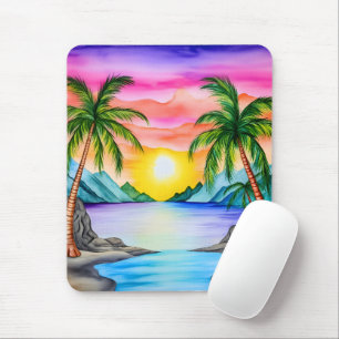 Island Tropical Beach Sunset Mouse Pad