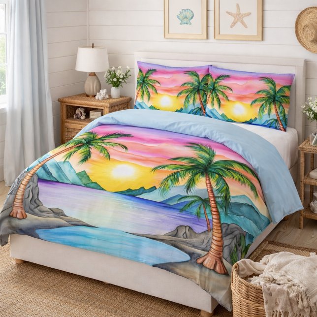 Island Tropical Beach Sunset Pillowcase (Creator Uploaded)