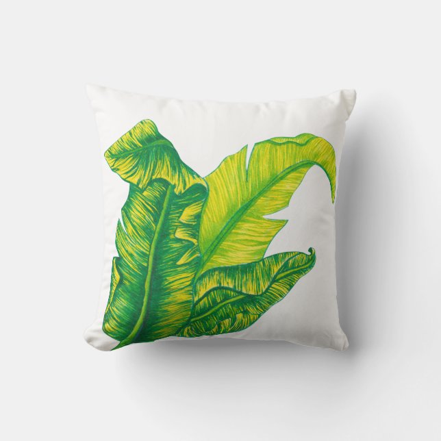 Island Tropicana Gold Leaves Throw Pillow (Front)