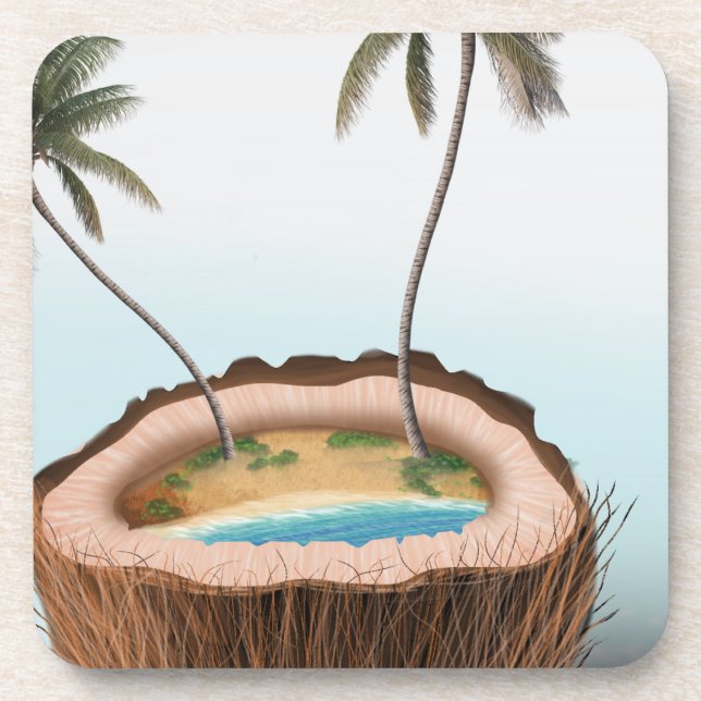 Island Vibes Coconut Coaster (Front)