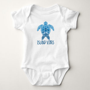 Island Vibes Tropical Sunset Sea Turtle Design Baby Bodysuit