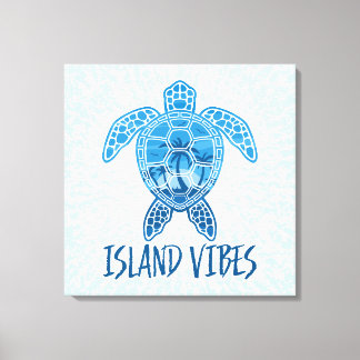 Island Vibes Tropical Sunset Sea Turtle Design Canvas Print