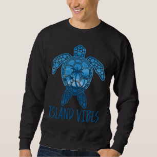 Island Vibes Tropical Sunset Sea Turtle Design Sweatshirt