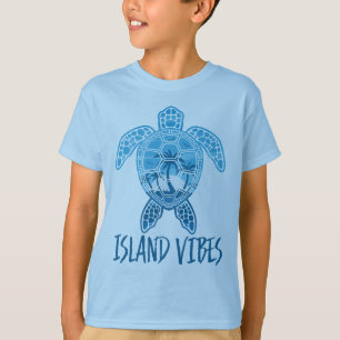 Island Vibes Tropical Sunset Sea Turtle Design T-Shirt