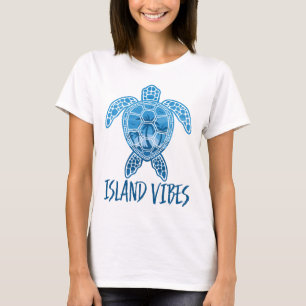 Island Vibes Tropical Sunset Sea Turtle Design T-Shirt