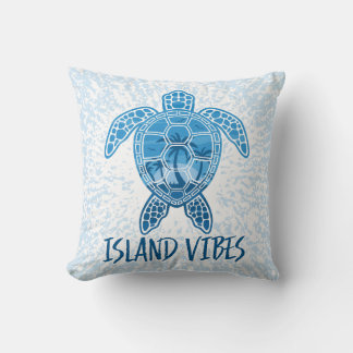 Island Vibes Tropical Sunset Sea Turtle Design Throw Pillow