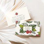 Island Vintage Business Card<br><div class="desc">Tropical chic business cards feature your name and/or business name nestled in a frame of green banana and monstera leaves with red and coral hibiscus flowers illustrated in a vintage hand drawn style. Personalize with your contact information on the reverse side in charcoal grey on a light ivory background accented...</div>