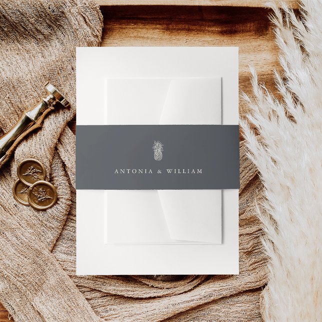 Island Vintage Pineapple Wedding Invitation Belly Band (Creator Uploaded)