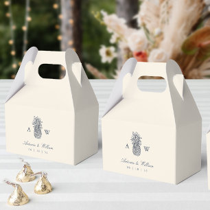 Island Vintage Pineapple Wedding Monogram Favor Box