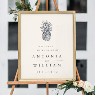 Island Vintage Pineapple Wedding Welcome Poster