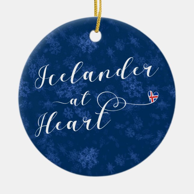 Islandais Au Coeur, Ornement D'Arbre De Noël (Devant)
