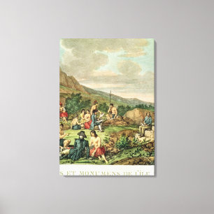 Islanders and Monuments of Easter Island Canvas Print