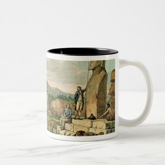 Islanders and Monuments of Easter Island Two-Tone Coffee Mug (Right)
