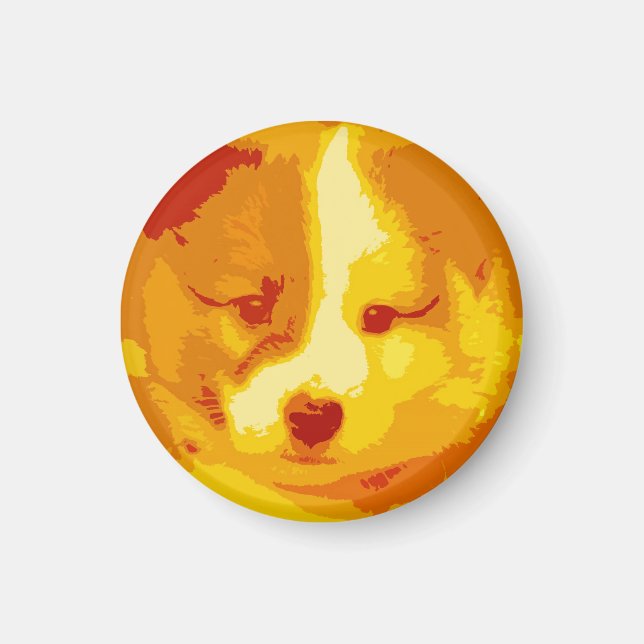 Islandhund Welpe als Collage in gelb Magnet (Front)