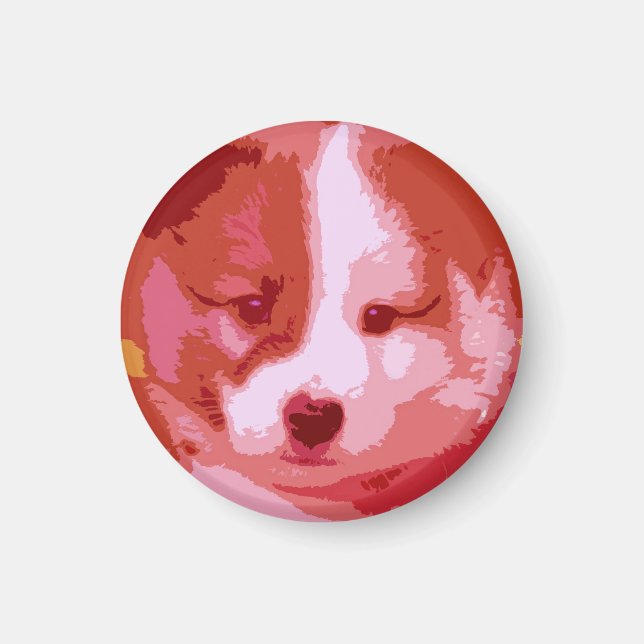 Islandhund Welpe als Collage in rot Magnet (Front)