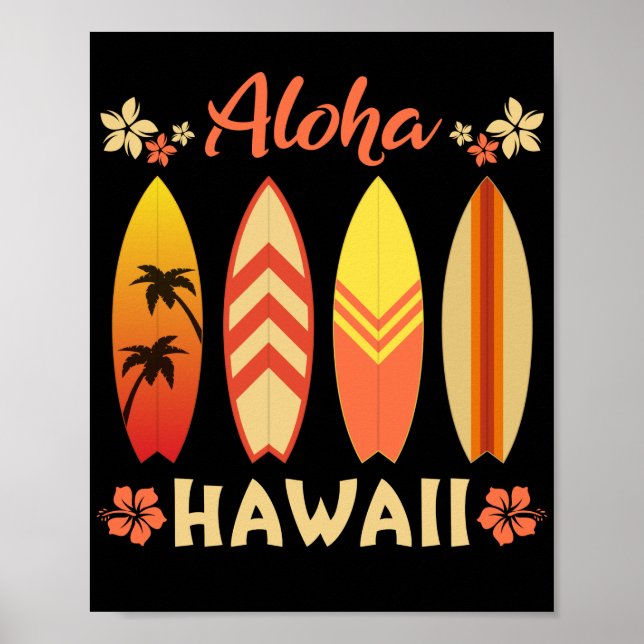 Islands Vintage Souvenir  Aloha Hawaii Surfing Poster (Front)