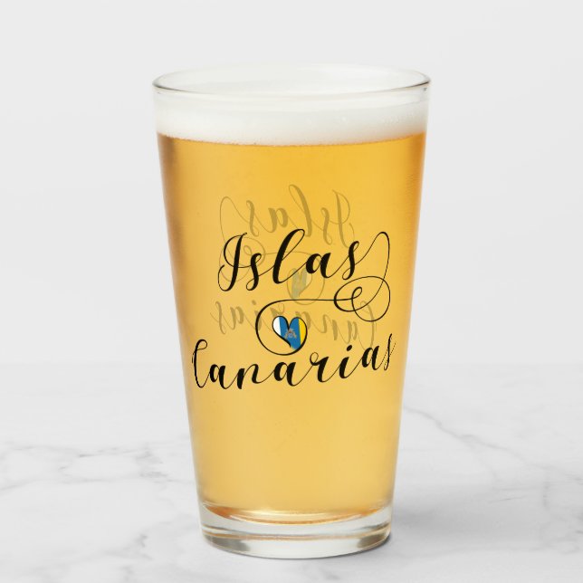 Islas Canarias, Canary Islands Flag Heart Glass (Front Filled)