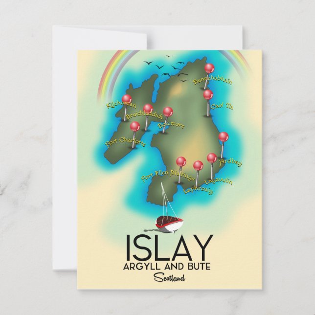 Islay,  Inner Hebrides , scotland map travel art (Front)