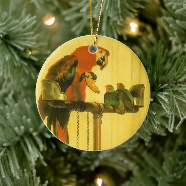 Islay, Tilco, a Macaw and Love Birds by Landseer Ceramic Ornament (Tree)