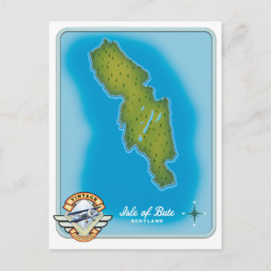 Isle of Bute map Postcard