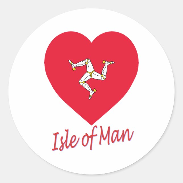 Isle of Man Flag Heart Classic Round Sticker (Front)