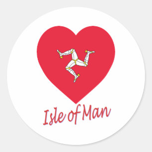 Isle of Man Flag Heart Classic Round Sticker