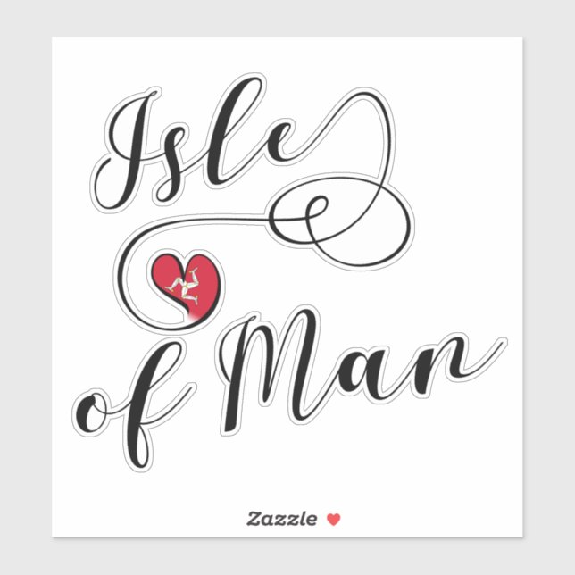 Isle of Man Flag In A Heart, Mann Sticker (Sheet)