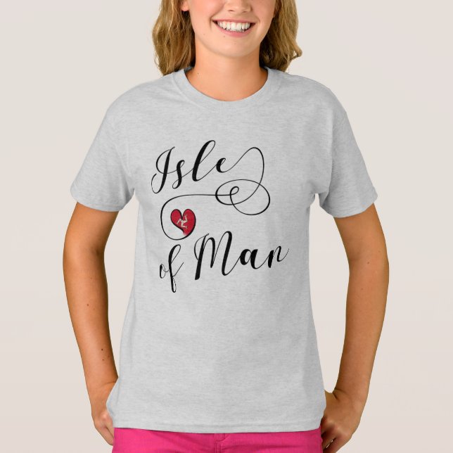 Isle of Man Flag In A Heart, Manx T-Shirt (Front)