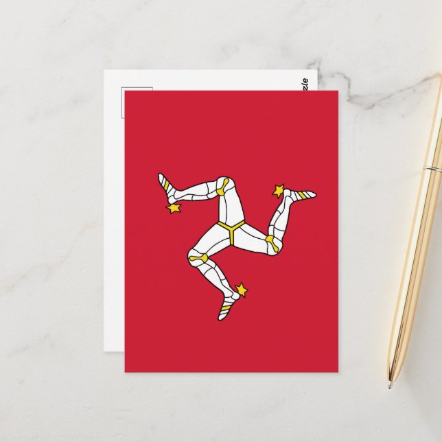 Isle of Man flag Postcard (Front/Back In Situ)