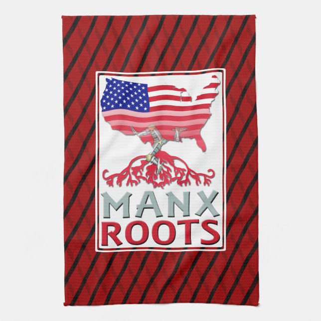 Isle of Man Manx American   Kitchen Towel (Vertical)