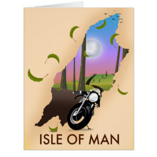 Isle of man motorcycle map travel poster