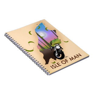 Isle of man motorcycle map travel poster notebook