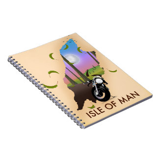 Isle of man motorcycle map travel poster notebook
