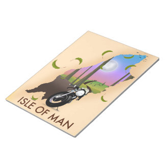 Isle of man motorcycle map travel poster notepad