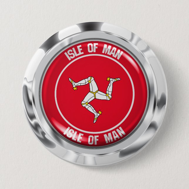 Isle of Man Round Emblem 3 Inch Round Button (Front)