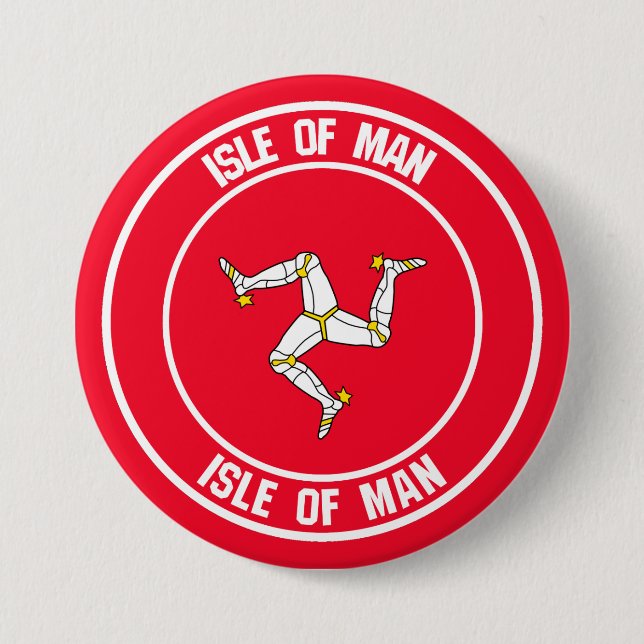 Isle of Man Round Emblem 3 Inch Round Button (Front)