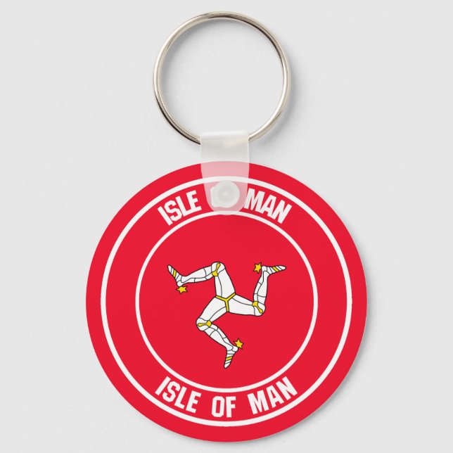 Isle of Man Round Emblem Keychain (Front)