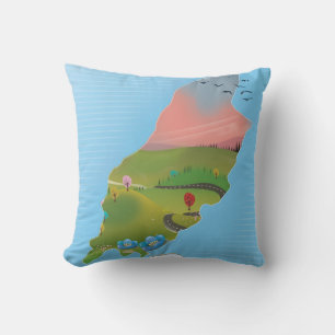 Isle of Man travel poster Throw Pillow