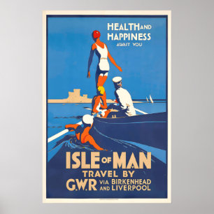 Isle of Man Travel via Birkenhead and Liverpool Poster