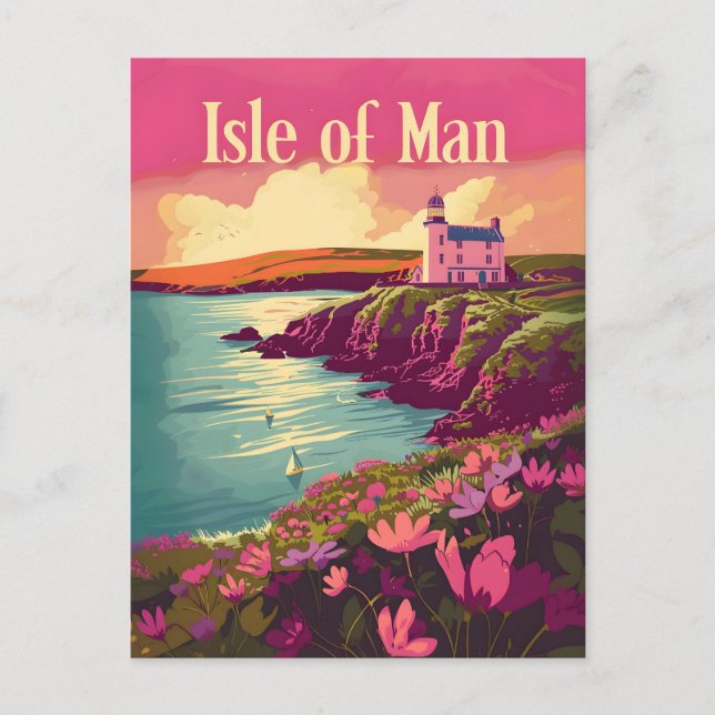 Isle of Man vintage art Postcard (Front)