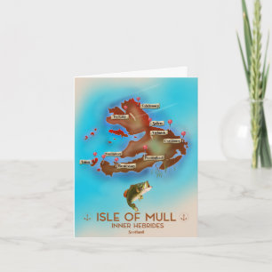 Isle of Mull Inner Hebrides Scotland Vintage Map. Note Card